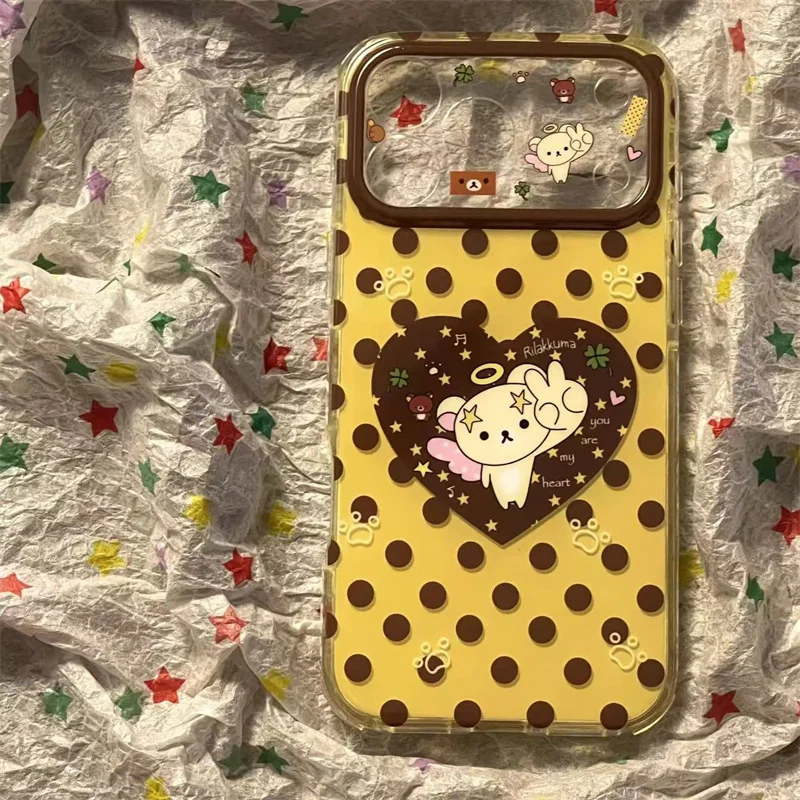 

IMD white background double-layer IND vintage flavor polka dot bear phone case for iPhone 11 12 13 14 15 16 17 PROMAX