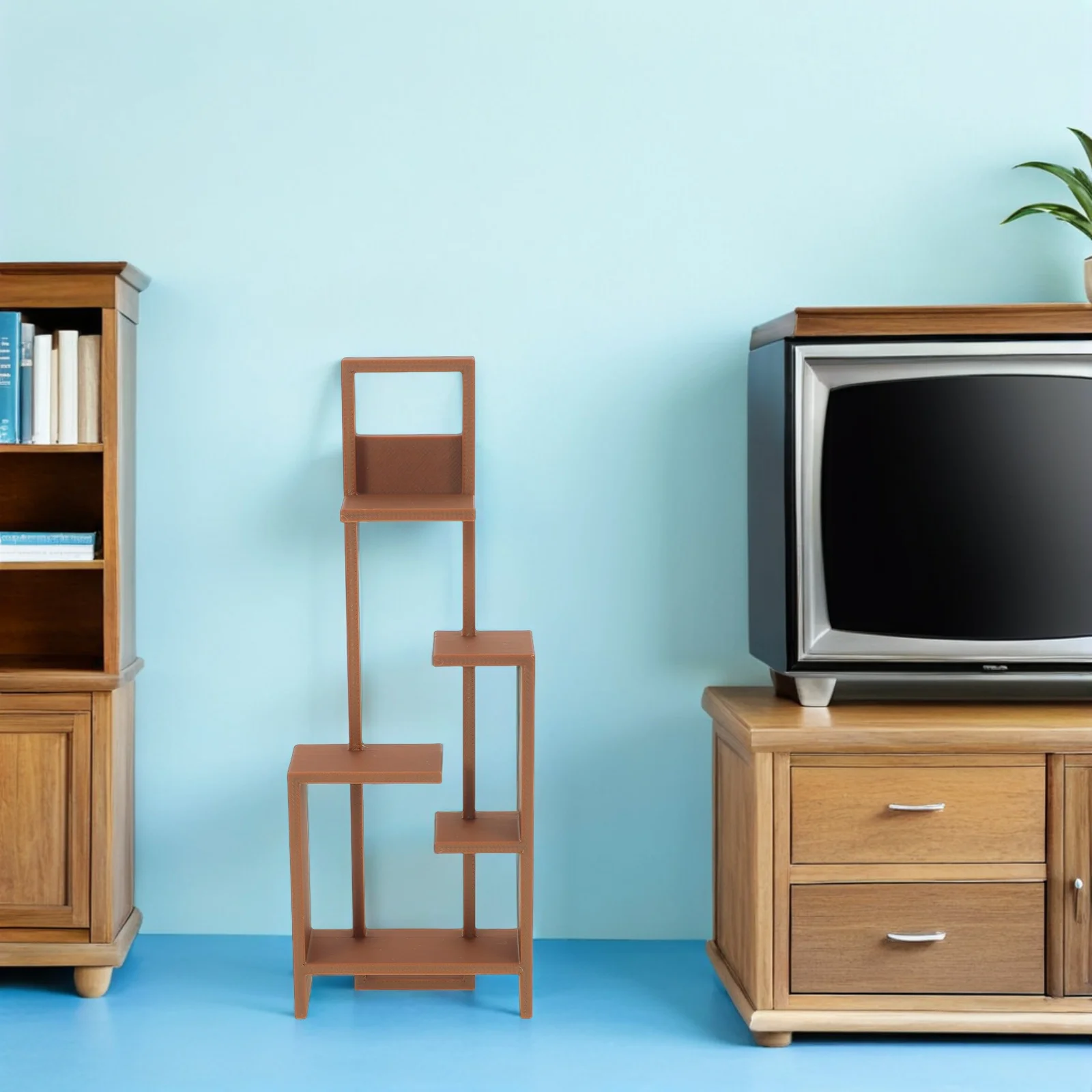 ชั้นวางของจิ๋วสำหรับบ้านตุ๊กตา 1:12 ชั้นวางโชว์หลายชั้นเหมือนจริง ตู้หนังสือขนาดเล็ก เฟอร์นิเจอร์ อุปกรณ์ DIY