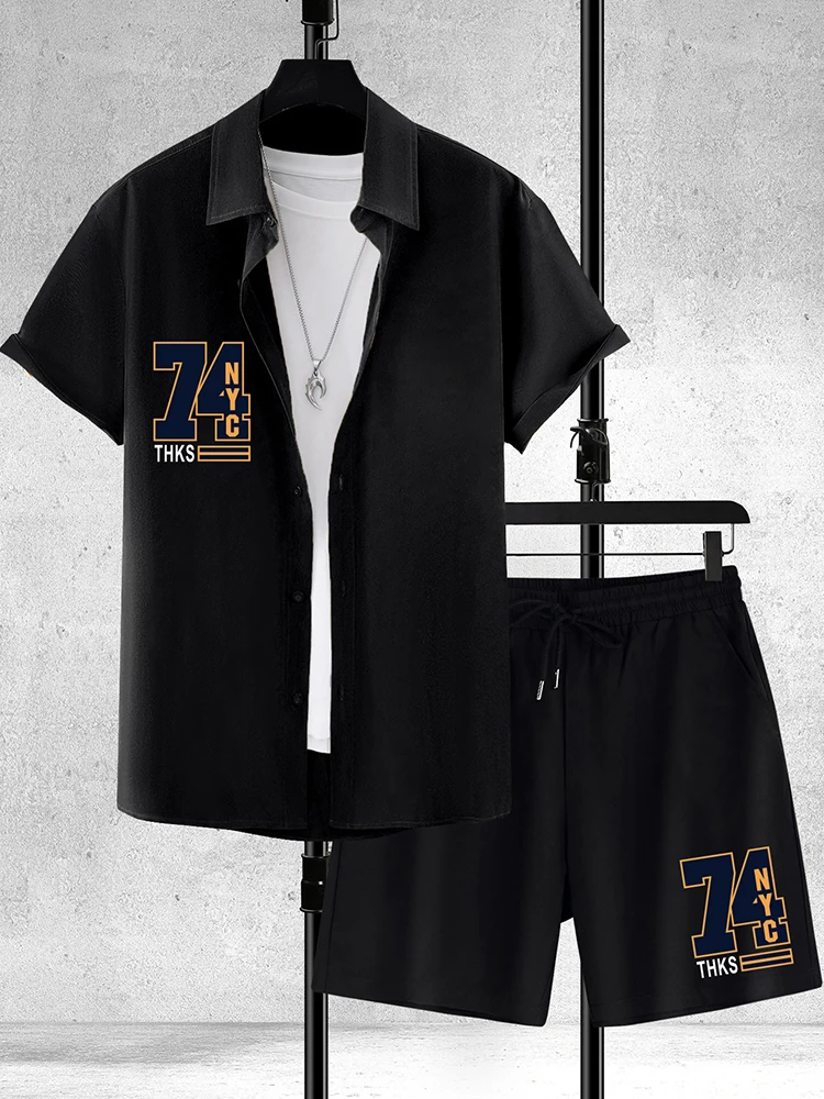 

2026 New Men's Short-Sleeve Shirt Shorts Set Beach Resort Style Casual Activewear Set Summer Plus Size Comfortable Mens Clothing