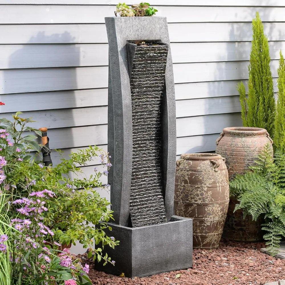 

Фонтан для воды Отдельно стоящие фонтанчики для использования в помещении Водопад Напольные фонтаны для сада, патио, 49,2 дюйма Tal