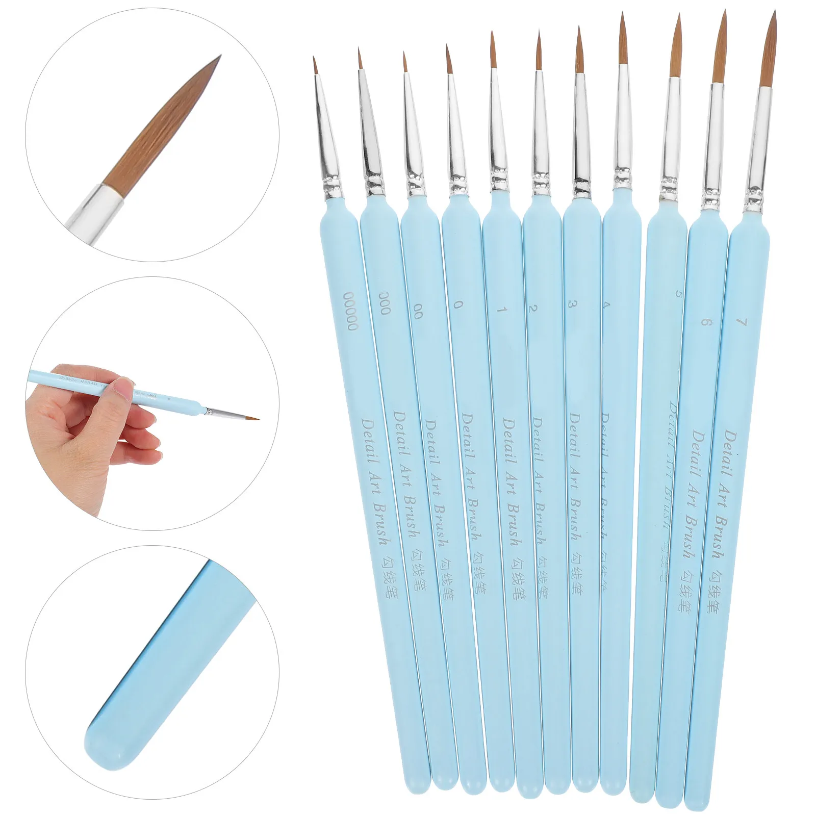 11Pcs Small Paint Brushes Set Professional Detail Brush Kit for Miniature Painting Acrylic Oil Watercolor Gouache Facial Art
