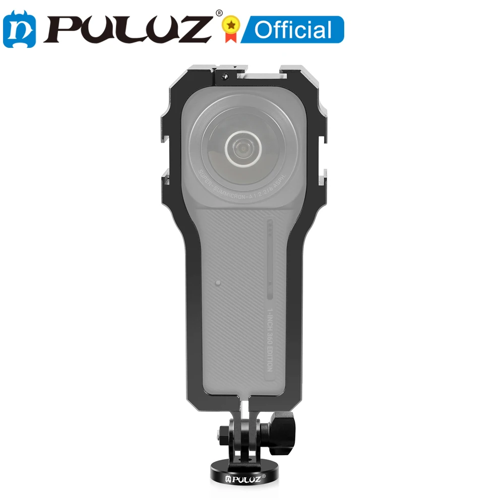 PULUZ Protective Cage Rig Housing Frame Cover with Cold Shoe for Insta360 ONE RS 1-Inch 360 Edition Sports Action Cameras