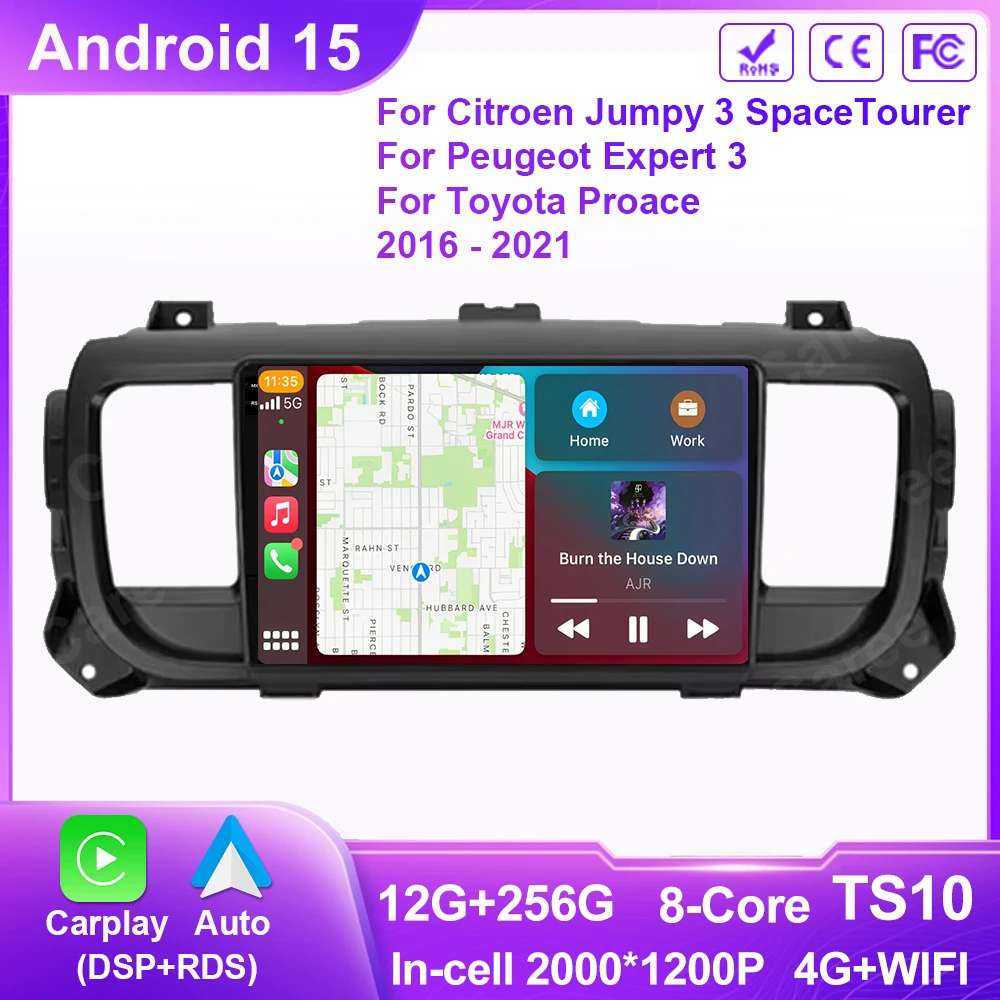 Android 15 For Citroen Jumpy 3 SpaceTourer For Peugeot Expert 3 For Toyota Proace 2016 - 2021 Android Car Video GPS Navigation