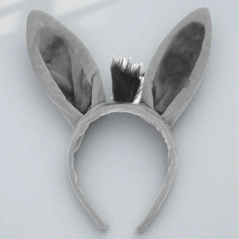 

Donkey Headband Ear Hair Accessories for Women Party Costume Donkey Ears Hairband Cosplay Gray Soft Non Slip Lightweight