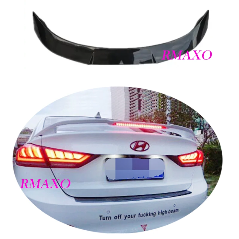 For Hyundai Elantra Spoiler 2016-2017 LED LIGHT ABS Material Car Rear Wing Primer Color Rear Spoiler