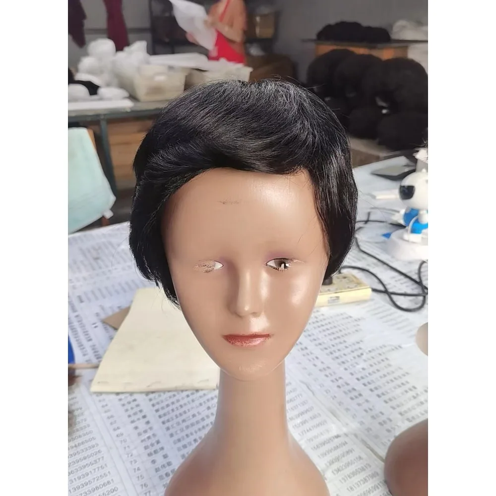 كامل الشعر الحقيقي الرجال زهرة بيضاء شعر مستعار غطاء رأس المألوف في منتصف العمر وكبار السن أبي إبرة طبيعية رئيس الغزل غطاء للشعر