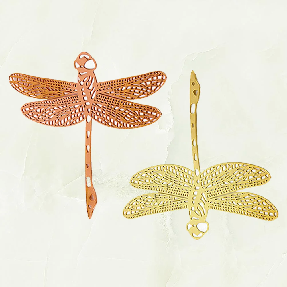

2Pcs Bookmarks Clips Dragonfly Shape Stainless Steel Hollow Design Golden Page Markers for Readers Writers Notebooks Scrapbooks