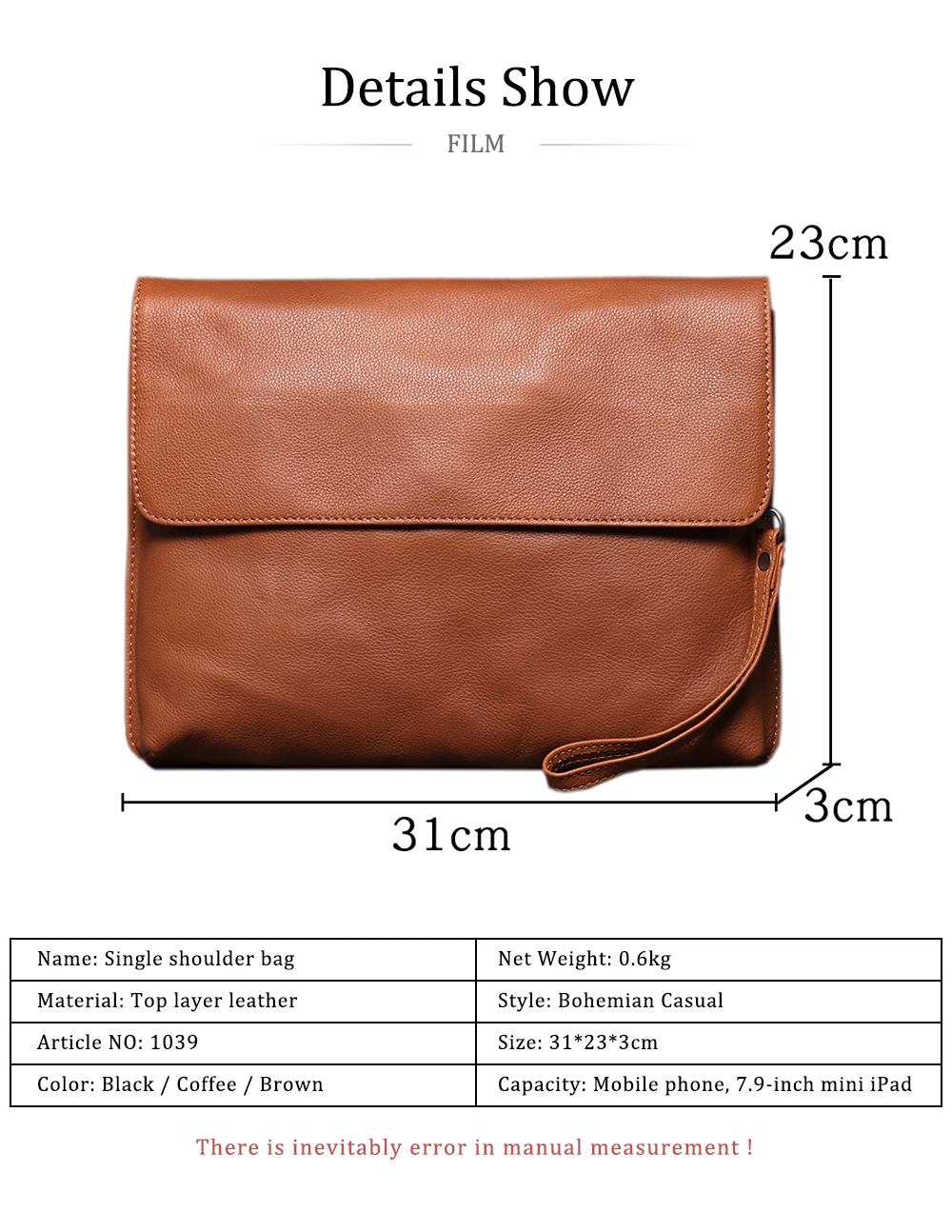 LUOKIR Vintage Echtem Leder Umhängetasche männer Mode Einfache Schulter Messenger Taschen Casual Luxury Klappe Rindsleder Kupplung Tasche – Detail 2