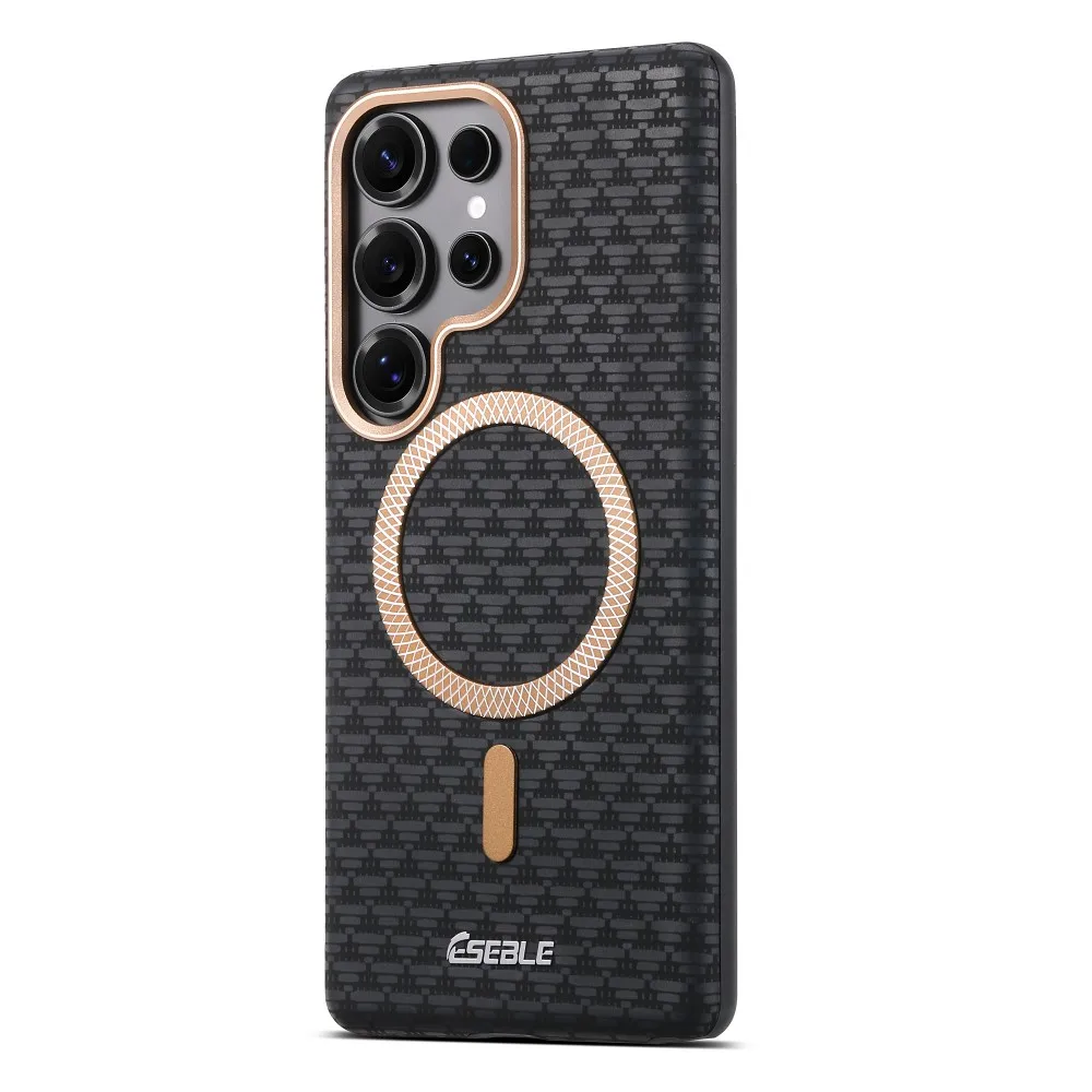 Fashion Leather Phone Case For Samsung Galaxy S25 Ultra Plus Magnetic Wireless Charger Protective Shell Solid Color Back Cover