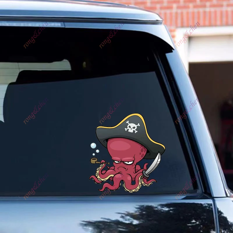 Cartoon Car Sticker Pirate Octopus for Car Motorcycle Racing Helmet Laptop Trunk Body Car Window Surfboard Waterproof PVC Decals