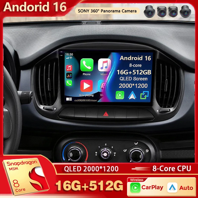 Radio Multimedia Android 16 para Fiat Uno 2014-2020, Reproductor de Video 2K QLED, GPS, Estéreo, CarPlay, Unidad Principal de Navegación 4G