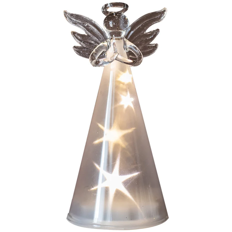 Luz de cristal de hadas de Ángel, luz de noche nórdica, adornos de decoración Kawaii para el hogar, sala de estar, escritorio, accesorios de