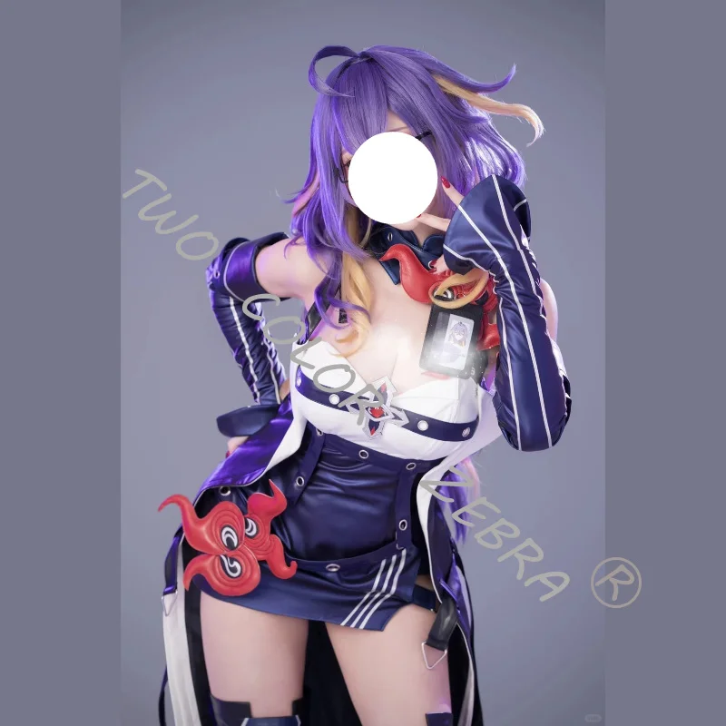 Game Neverness To Everness Fadia Lilinia Cosplay Costume Halter Collar Leather Straps Robe Dress Coat Accessory Set for Roleplay view 3