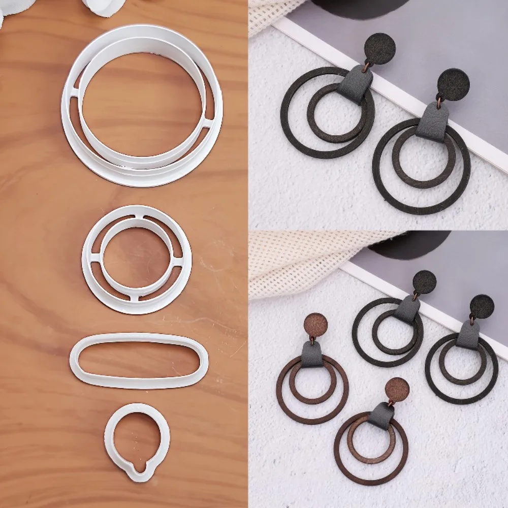 4Pcs Geometric Circle Hollow Ring Polymer Clay Cutters Set  Precision Ring & Shape Molds for DIY Earrings Jewelry Making Tool