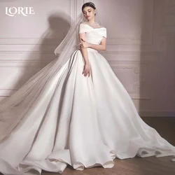 LORIE Satin Women's Wedding Dresses Off Shoulder Pearls Bride Gowns Beach Bride Party Dresses Bridal Dresses vestidos de novia