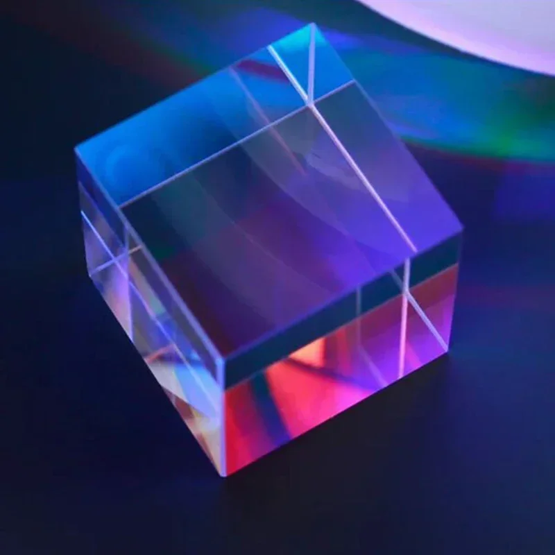 K9 Cubic Dichroic Prism Optical Glass Ornament for Teaching Experiment Photography Light Cube