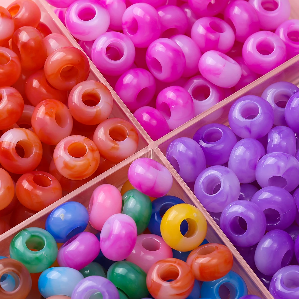 20 Stück 8,5 x 14 mm farbige Acryl-Perlen mit großem Loch, lose Spacer-Perlen für DIY-Halskette, Armband, Ohrringe, Schmuckherstellung, Zubehör