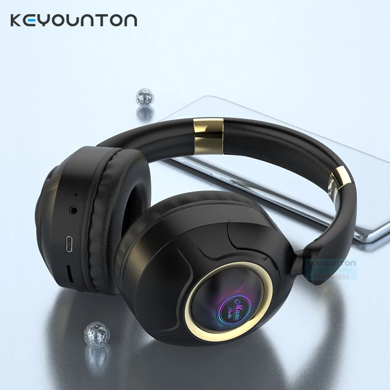 

Светодиодная Bluetooth-гарнитура, складные игровые наушники, Hi-Fi стерео, беспроводные складные наушники с шумоподавлением для прослушивания музыки