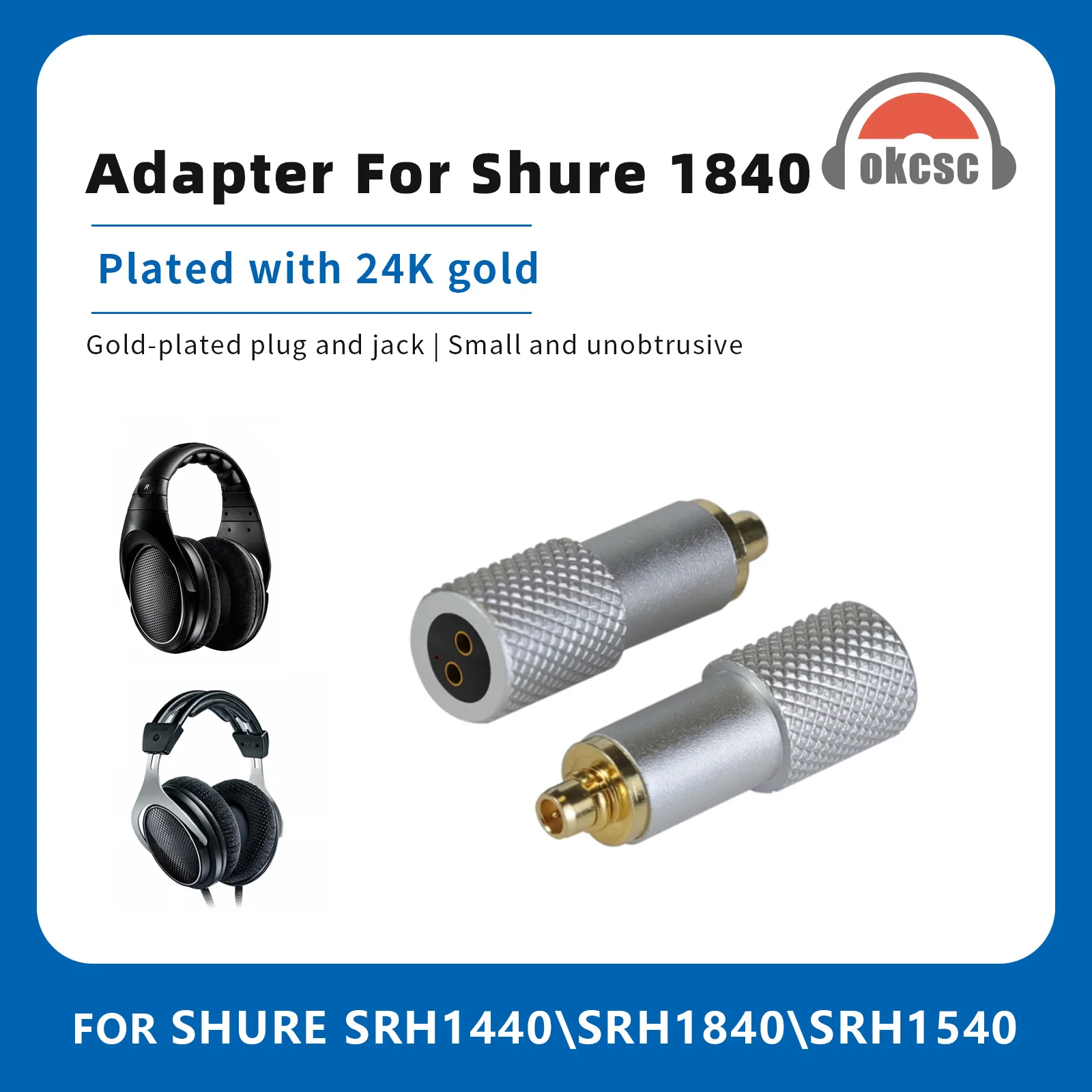 OKCSC Shure 1840 Male to MMCX 0.78mm 2Pin A2DC Female Headphone Adapter HiFi Audio Converter for Shure SRH1440 SRH1840 SRH1450