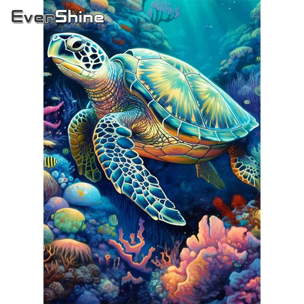 Evershine Neue Ankunft Diamant Stickerei Schildkröte Tier Mosaik Blume DIY Voll Platz Runde Diamant Malerei Schildkröte Wand Kunst