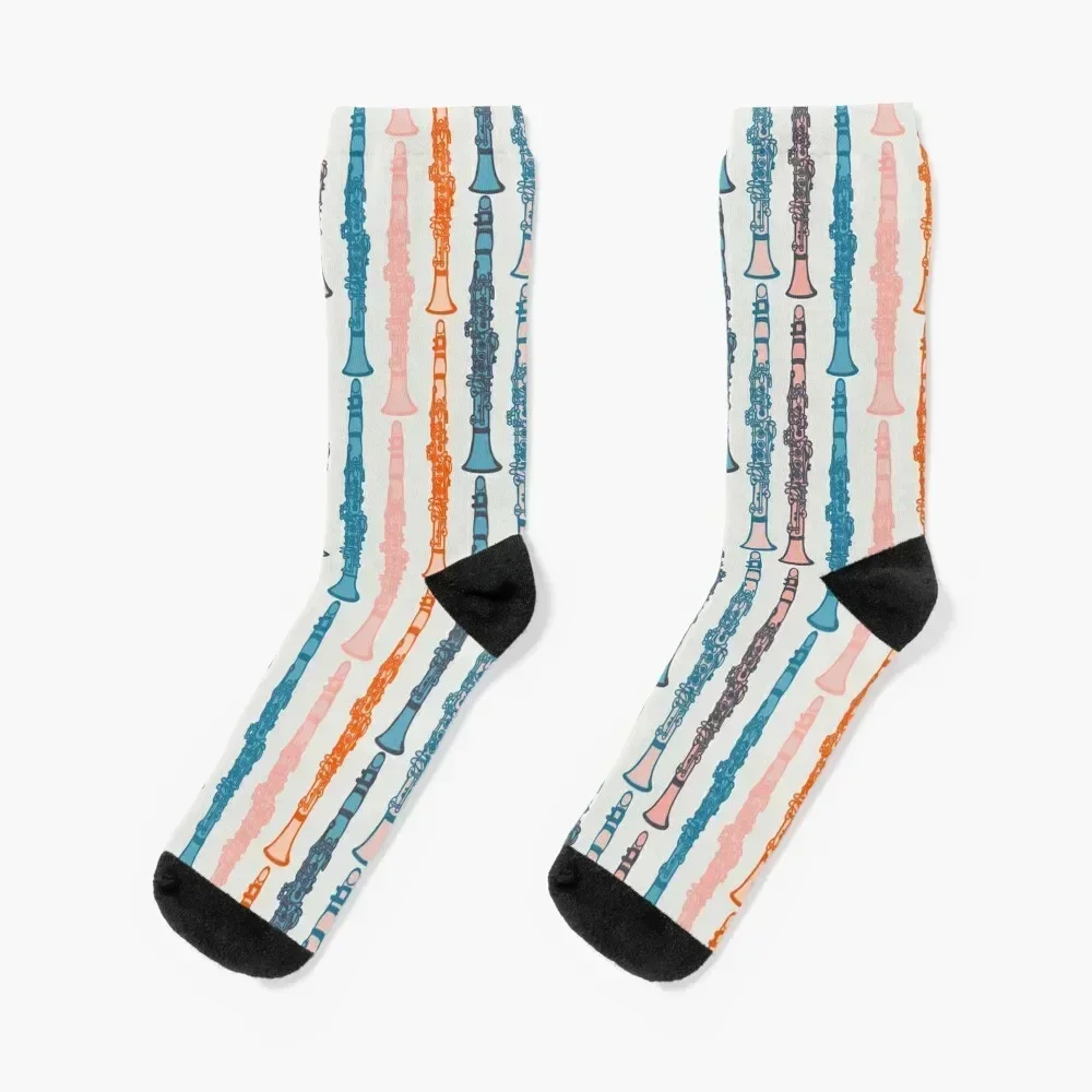 Clarinet parade pattern in vintage colours Socks cute crazy custom Rugby Mens Socks Women's