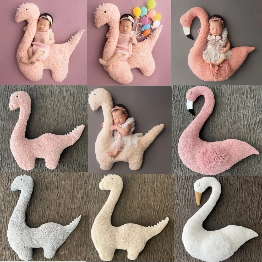 

Newborn Photography Props Swan Flamingo Dinosaur Doll Baby Photo Accessories Studio Infant Shoot Decoration Pillow Fotografia