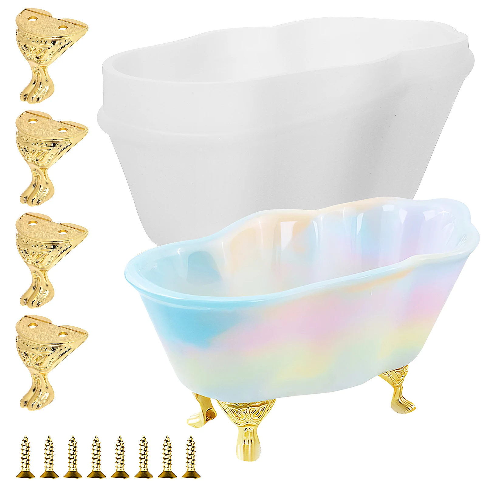 

Bathtub Silicone Mold Set Epoxy Casting Resin Crafts Creative DIY Mini Storage Container Gift Ideas Durability Flexibility