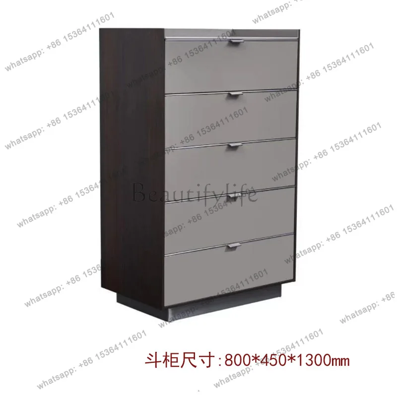 Italian simple bedside table modern light luxury rock slab storage storage two pumps