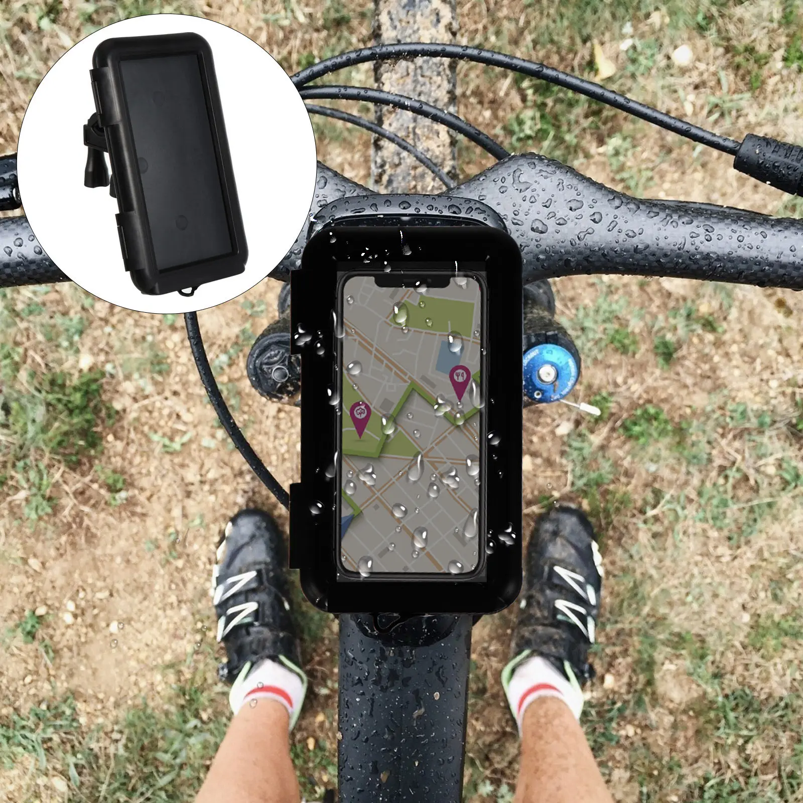

1Pcs Waterproof Motorcycle Phone Holder Plastic Bike Phone Mount Stand Shockproof Handlebar Clip Suitable for Most Smartphones
