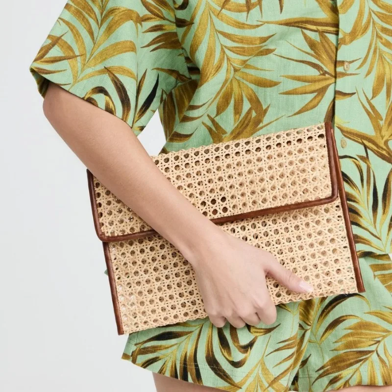 

Модная плетеная сумка-клатч для женщин, летняя повседневная сумка-конверт с откидной крышкой, пляжная сумка для отпуска, сумка через плечо с откидной крышкой