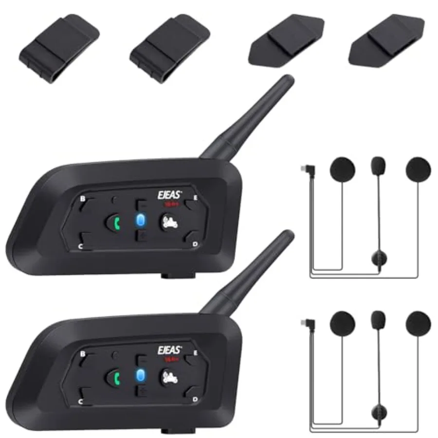 

Motorcycling/Skiing/Climbing helmet intercom headset, ABS plastic, black, 1200M range, full-duplex, connects up to 6 riders, 2-