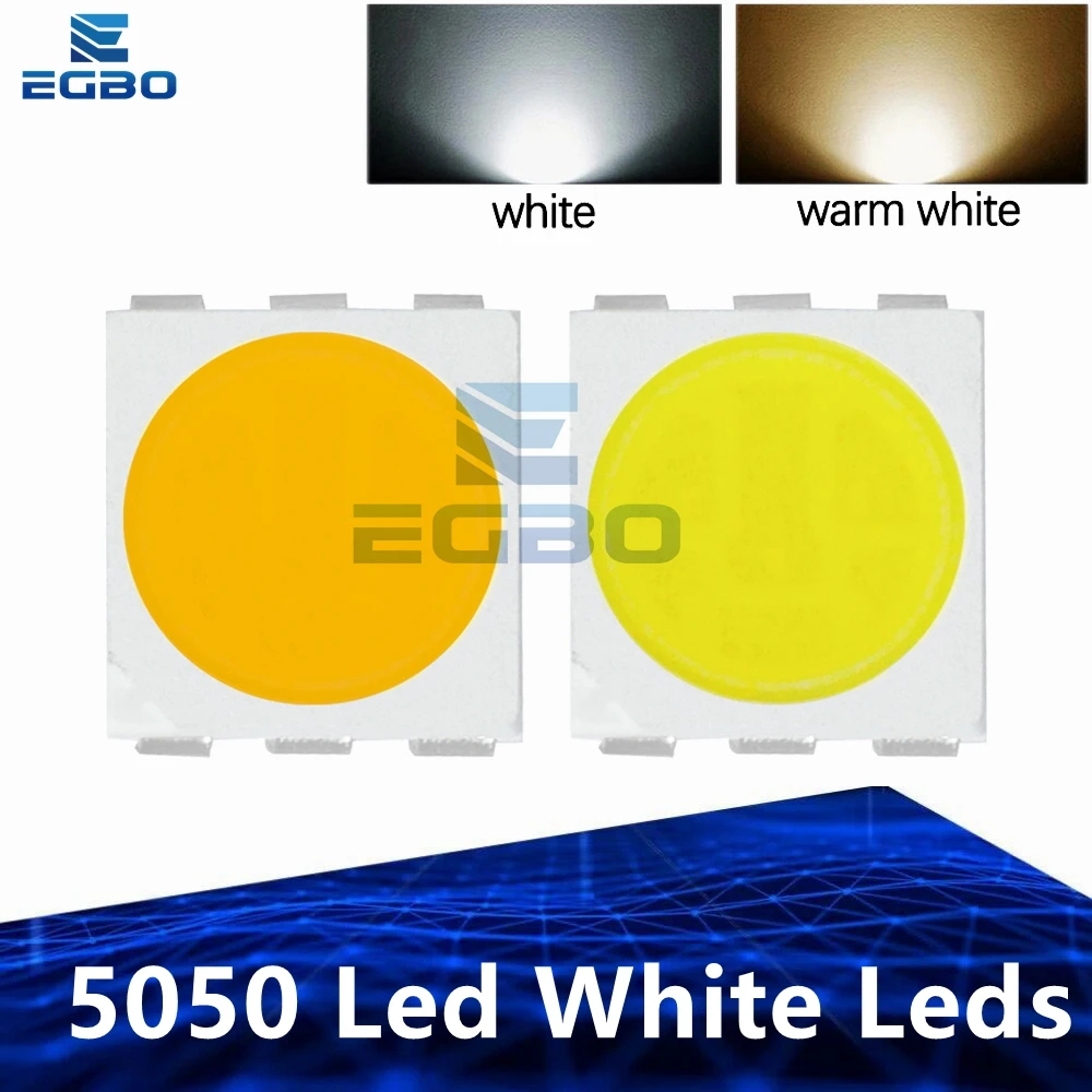5050 Led 백색 LED 고휘도 Diodo Azul Luz 6500k Smd 발광 다이오드, Smd 5050 백색광 Diodo 18lm, 50PCs/100PCs