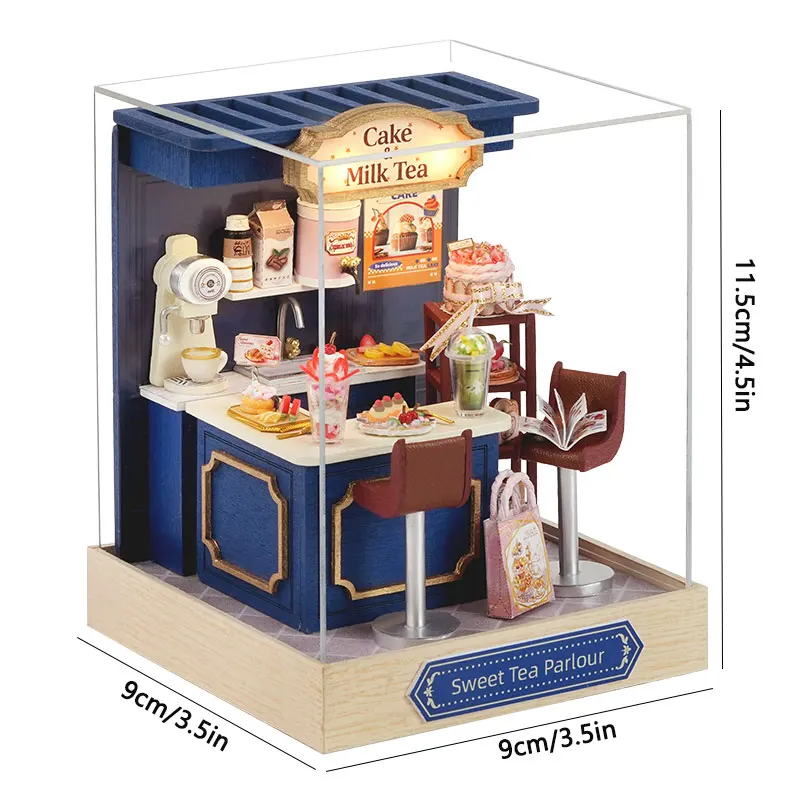 DIY Mini 3D Puzzles Holz Puppenhaus mit Möbel Licht Kits Puppenhaus Casa Miniatur Zubehör handgemachte Holzspielzeug Geschenke – Detail 30