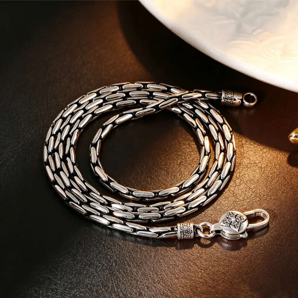 925 Sterling Silber Modische Elegante 4MM Schlangenkette Bambus-Kette Herren-Halskette, Personalisierter Trendiger Paar-Stil – Detail 4