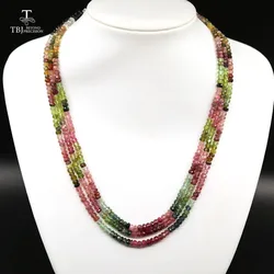 2022 new Party tourmaline necklace colorful gemstone beads necklace 925 sterling silver clasp for women mom  wife luxury  gift