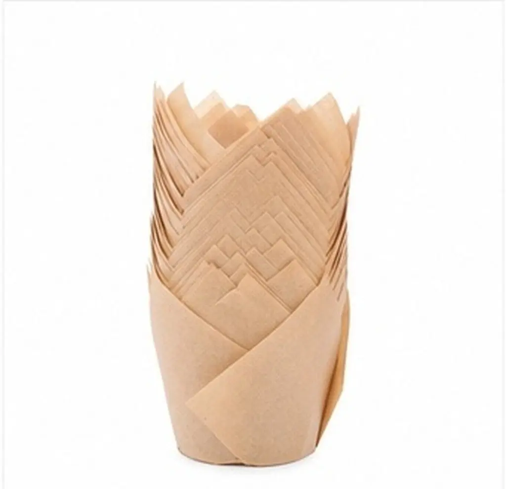 100Pcs High Quality Tulip Cake Liners Oil Proof Baking Cups Food Safe for Concession Stand Bakery Diner Cupcake Packaging