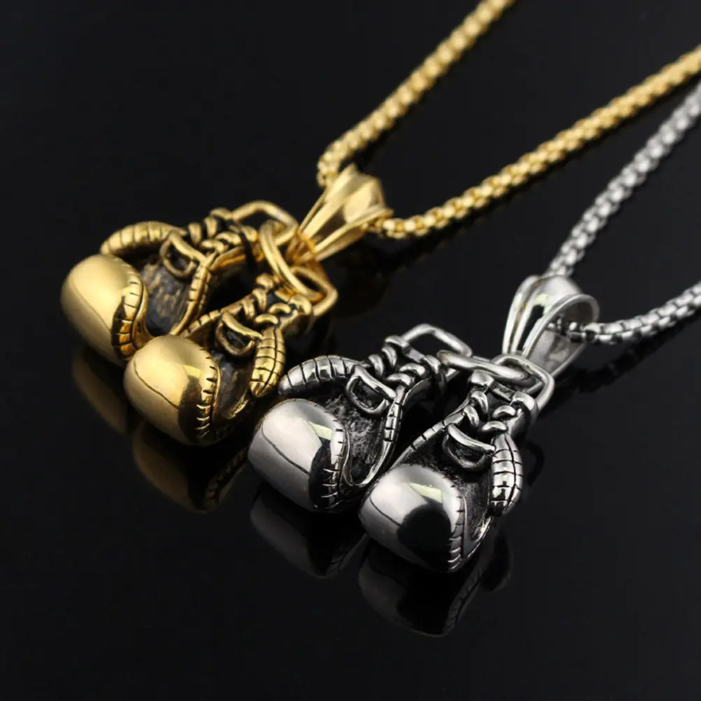 2Pcs Boxing Gloves Necklace Premium Crafted Metal Pendant Unique Style Jewelry for Women Men Gift Special Occasion