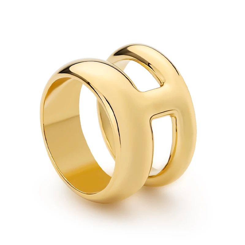 VAROLE минималистичные двухслойные кольца для женщин Anillos Mujer PVD 18-каратное позолоченное кольцо модные украшения элегантные ювелирные изделия подарок