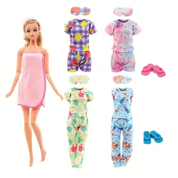 Conjunto de pijamas de 7 piezas, ropa de baño y zapatillas, accesorios de juguete adecuados para cambio de muñeca Barbie de 30cm