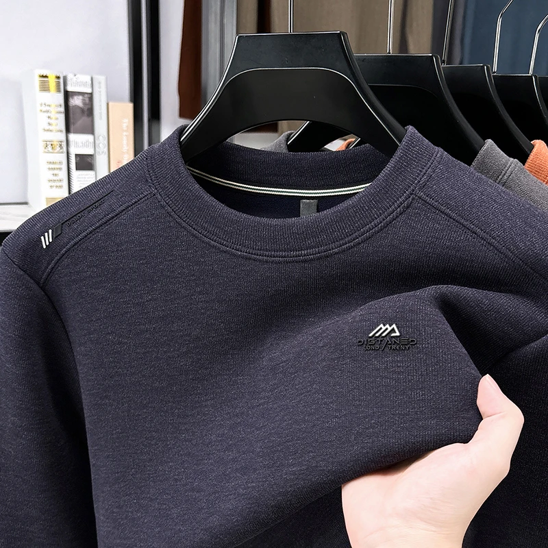Brand Letter Embossed Men's Pullover High-end Luxury Thicken Autumn Winter Warmth Soft Comfort Fashion Round Neck Casual Sweater