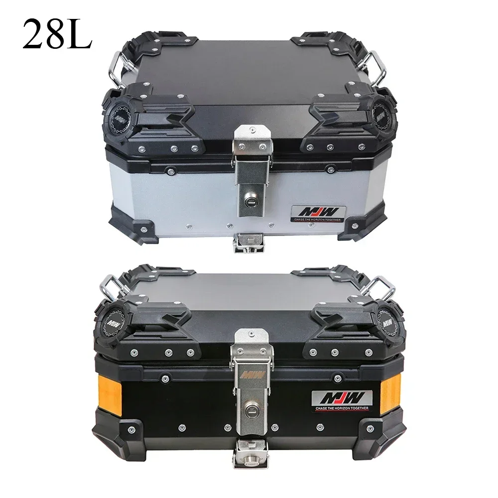 28L Motorcycle Rear Box Aluminium Alloy Tail Box Carrier Tool Case Motorbike Trunk Luggage Case With Bracket Base Plate