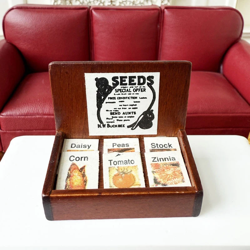 1/12 escala casa de bonecas caixa de venda de sementes de madeira caixa de exibição cena fazenda decoração brinquedos casa de bonecas acessórios fingir jogar brinquedo para