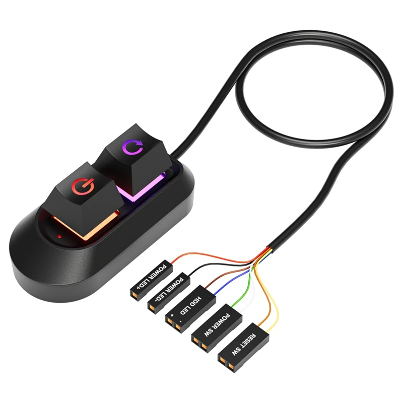 RGB LED Lights Computer Desktop Switch PC Motherboard External Start Power On/Off And Reset Button Extension Cable