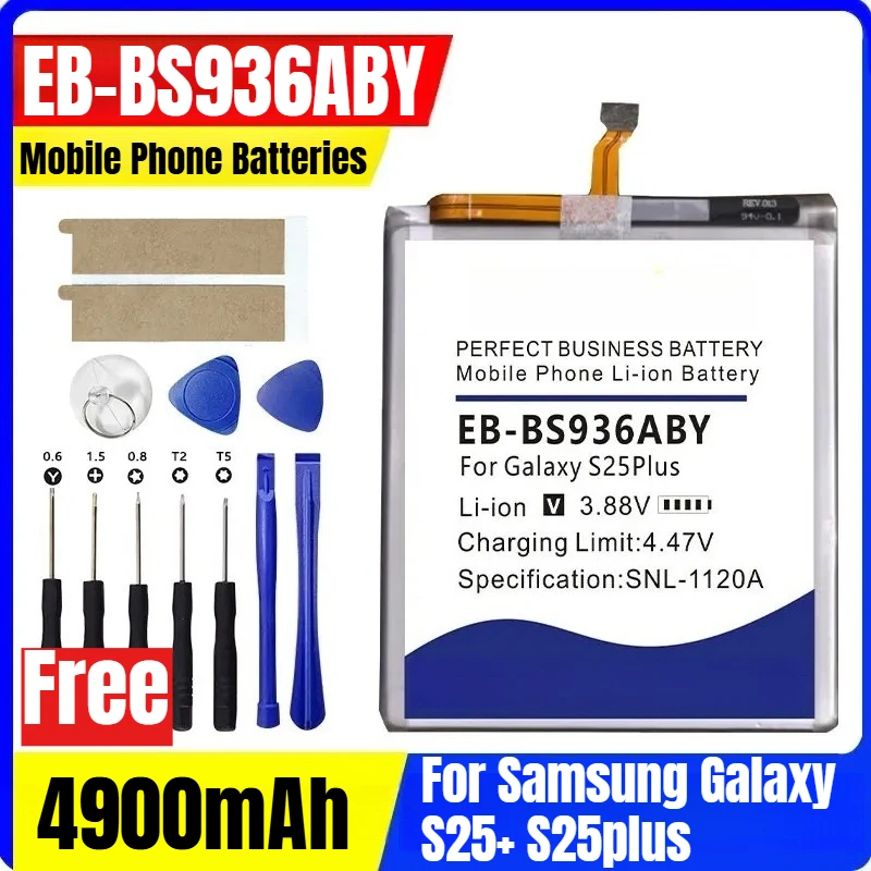

4900mAh 3.88V EB-BS936ABY Mobile Phone Batteries for Samsung Galaxy S25+ S25plus+Tools