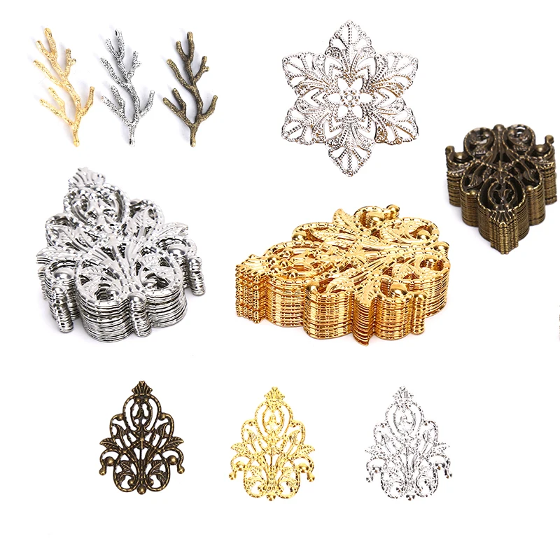 10/20Pcs Mix Filigree Metal Crafts Hollow DIY Embellishments Findings Jewelry DIY Accessories