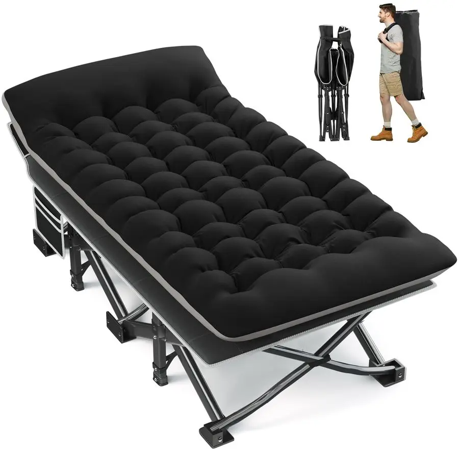 

Camping Cot, 32 Extra Wide Camping Cots for Adults with Thick Mattress, Heavy Duty Sleeping Cot Holds Up to 600LBS, Cots for Sle