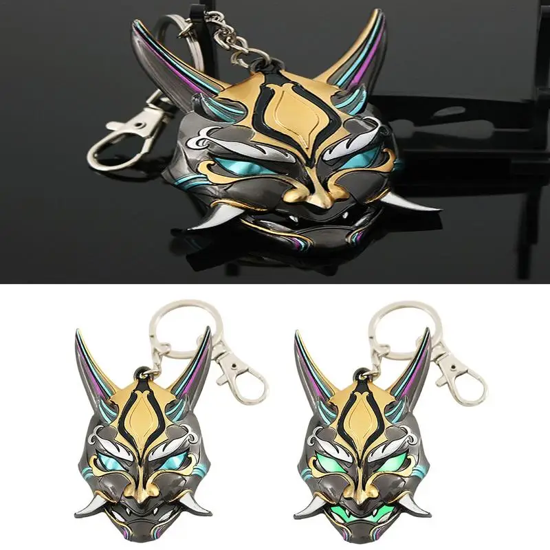 Game Genshin Impact Cosplay Tartaglia Xiao Masque Keychain Luminous Pendant Men's Trendy Backpack Accessories 