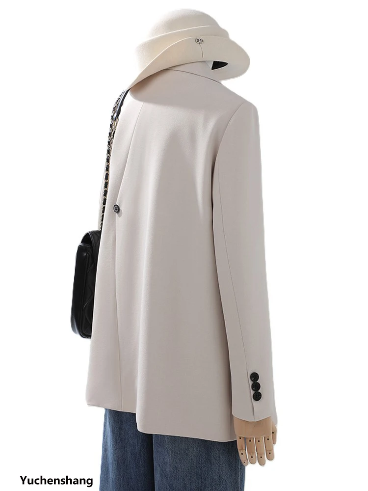 

Beige Gray Black Casual Women Blazer Ladies Long Sleeve Loose Female Jacket Coat