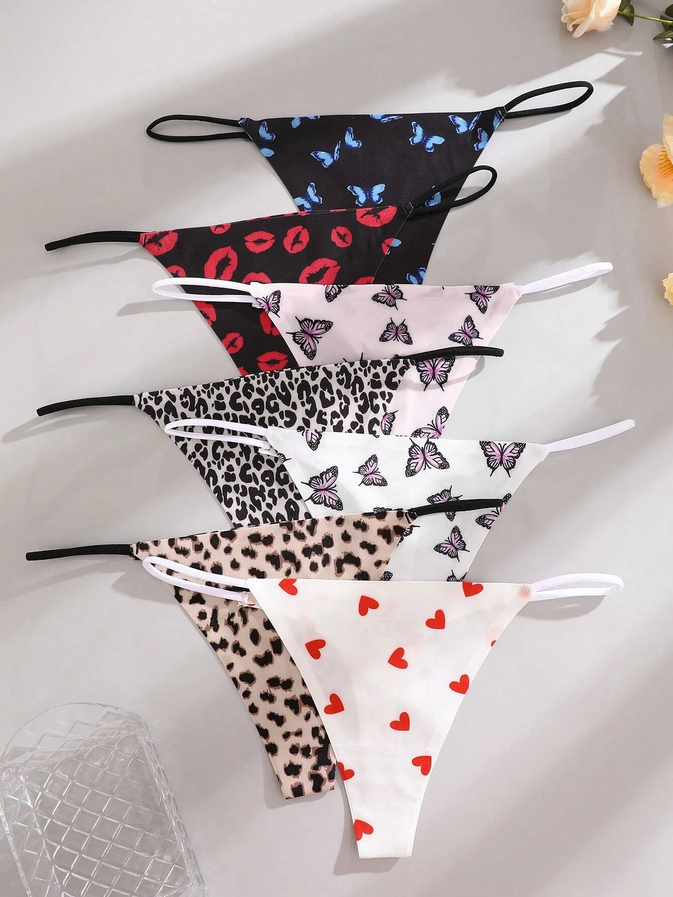 FINETOO 7PCS Seamless Thong Women Thin Strap Low Waist High Flexibility Panties Sexy Underwear Ladies Briefs T-back Comfortable