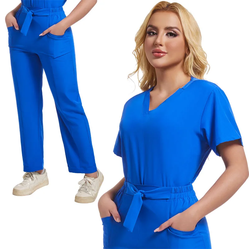 Roupas de trabalho de barbeiro de esteticista estiramento enfermeira uniformes cirúrgicos médico workwear hospital médico esfrega conjunto acessórios de enfermagem